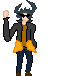 a strange man waving. this is a gif.